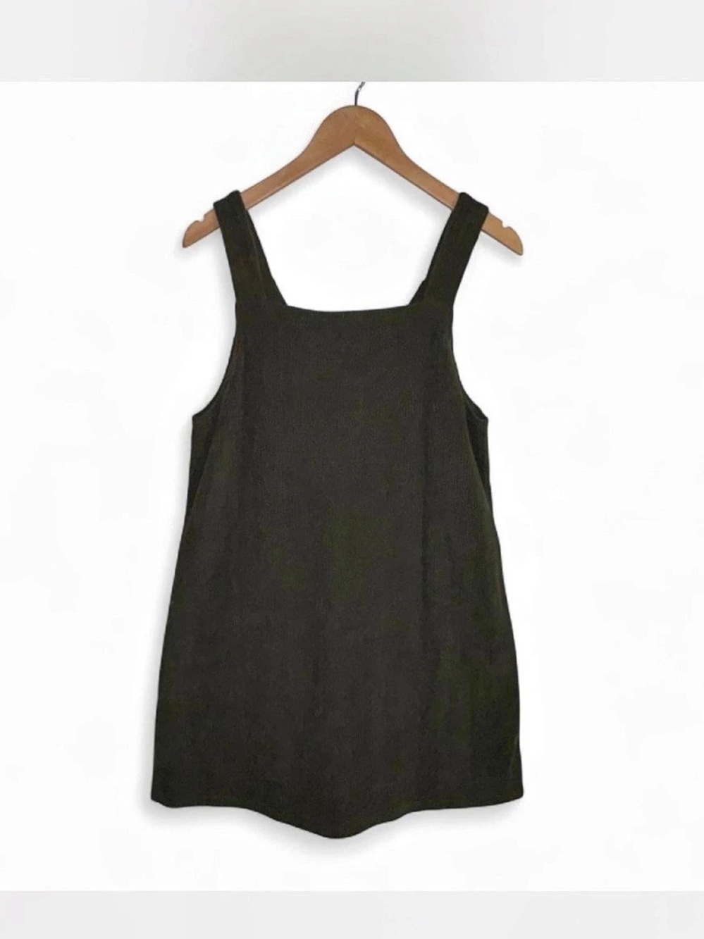 Olive Green Corduroy Pinafore Dress